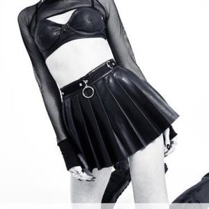 Black mini leather skirt